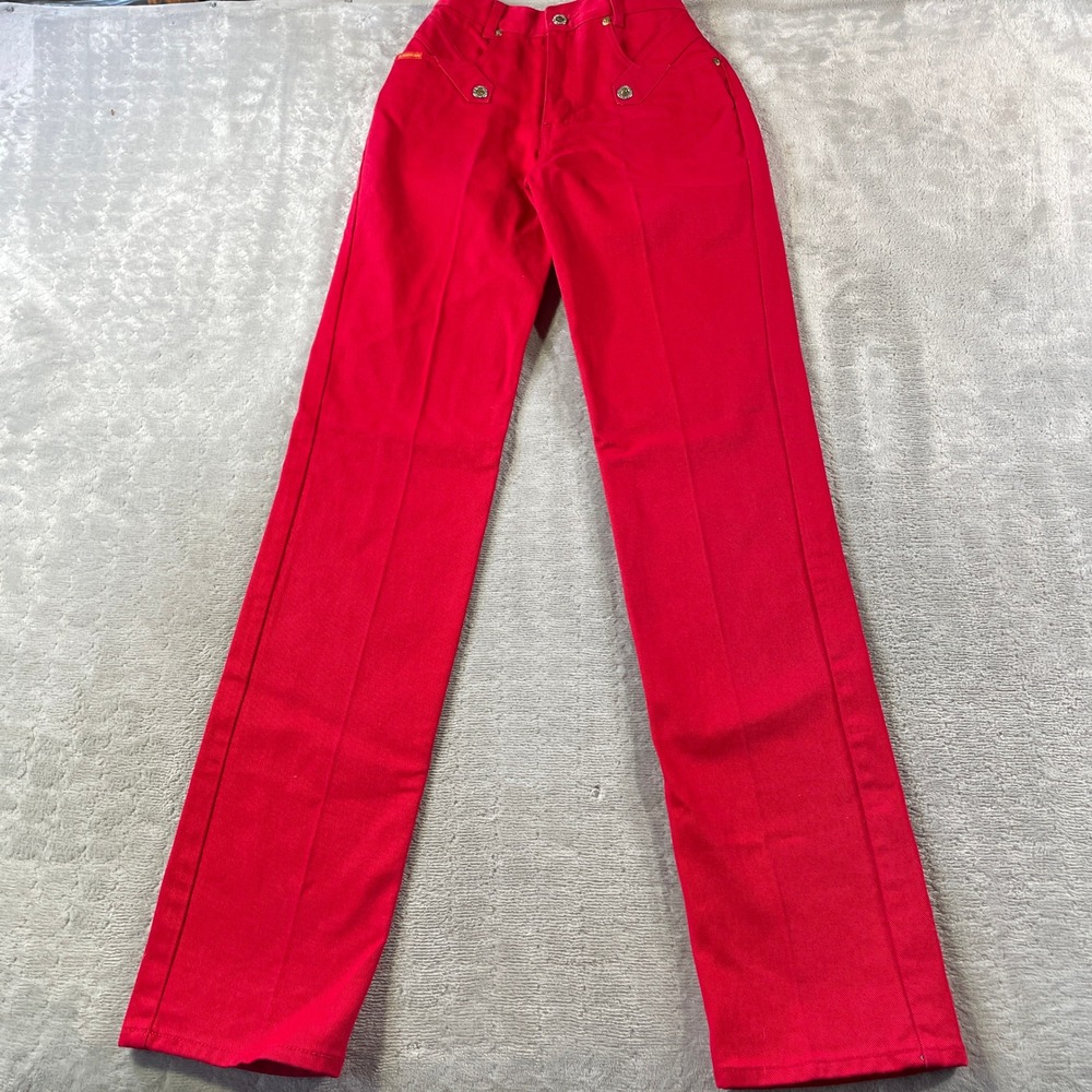 Vintage Lawman Western Jeans Womens 3 Red High Rise Straight Leg Festival